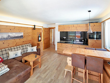 stylish kitchen + living room