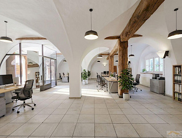 Rendering: mögliche Büroeinrichtung